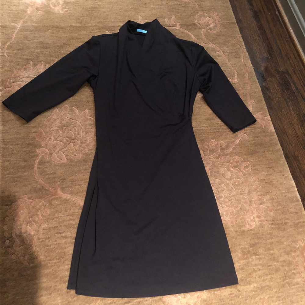 J McLaughlin Solid Black Panama Wrap Dress
